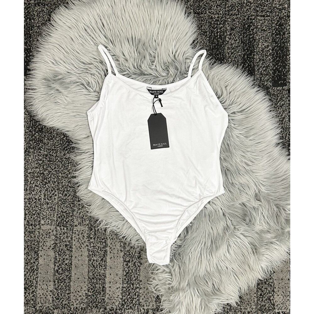 Brave Soul Plus Size White Strappy Vest Bodysuit Size 18